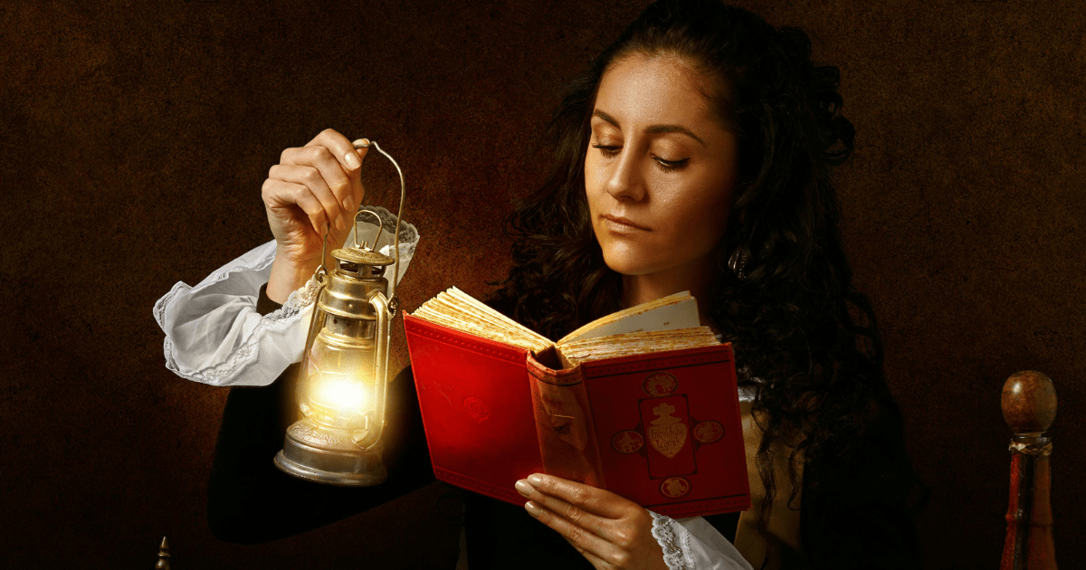 Lady Reading Book Old English Era